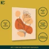 Flower Illustration Wall Art Frame View Boho wall art featuring a line drawing of a simple plant with leaves and abstract orange and beige shape blocks.