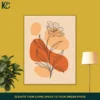Flower Illustration Wall Art Front Boho wall art print featuring a simple line drawing of a flower with abstract orange and beige shape blocks.