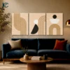 Minimalist Calm Beige Brown Arches With Simple Circles Set Of 3 Wall Art Room Mockup Image Minimalist calm beige & brown arches with simple circles set of 3 wall art
