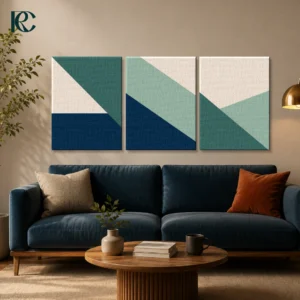 Minimalist calm color geometric blocks set of 3 modern wall art