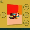 Abstract geometric coffee mug with steam on a colorful background, canvas print.
