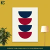 Minimalist navy blue & red balanced harmony arches & circles set of 3 wall art