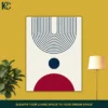 Minimalist navy blue & red balanced harmony arches & circles set of 3 wall art