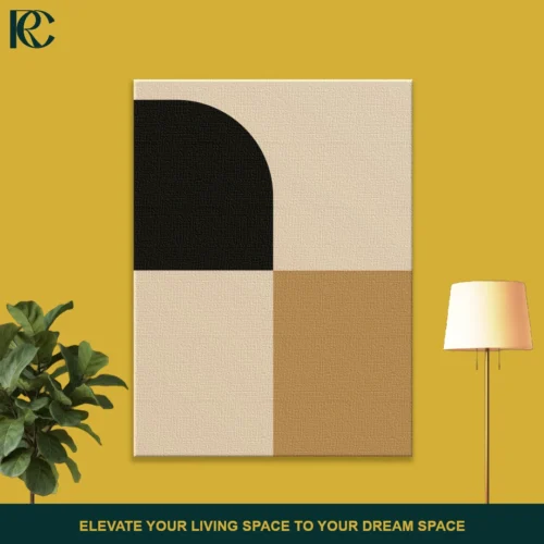Minimalist overlapping earthy geometric shapes with warm colors set of 2 wall art