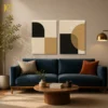 Minimalist overlapping earthy geometric shapes with warm colors set of 2 wall art