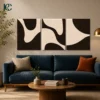 Minimalist Peaceful Flowing Dark Light Organic Shapes Set Of 3 Wall Art Room Mockup Image Minimalist peaceful flowing dark & light organic shapes set of 3 wall art