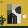 Minimalist peaceful olive green blocks with balanced arches set of 3 wall art