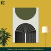 Minimalist peaceful olive green blocks with balanced arches set of 3 wall art